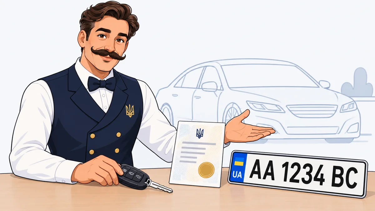 Консьєрж НомерЄ представляє ключі від авто, свідоцтво та номерний знак
