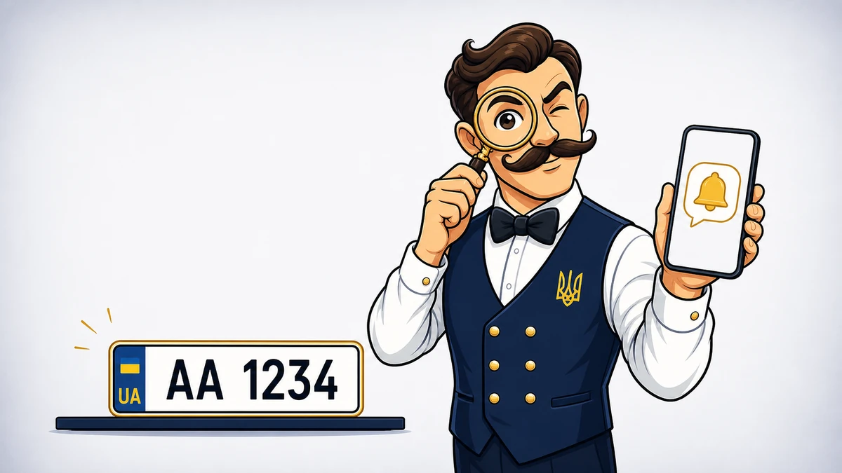 Консьєрж НомерЄ дивиться на телефон зі сповіщенням у Telegram про звільнений номерний знак
